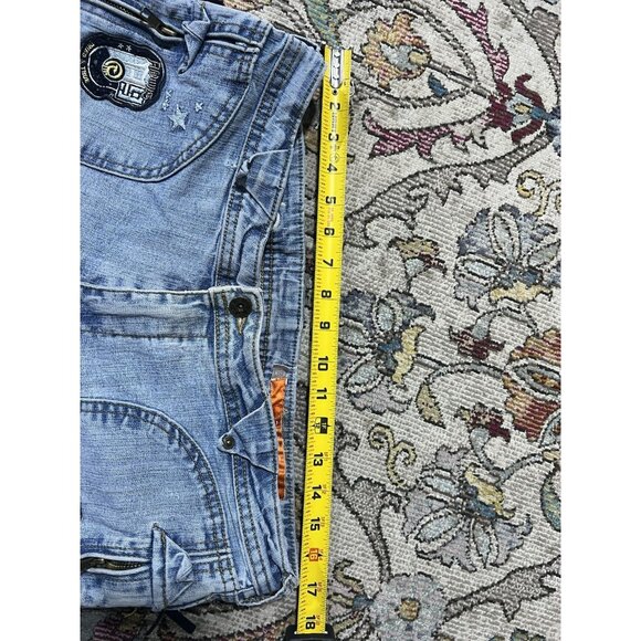 Vintage Y2K Akademiks AKDMKS Flare Patch SZ 15 33” waist Jeans Streetwear 90s - Picture 10 of 10